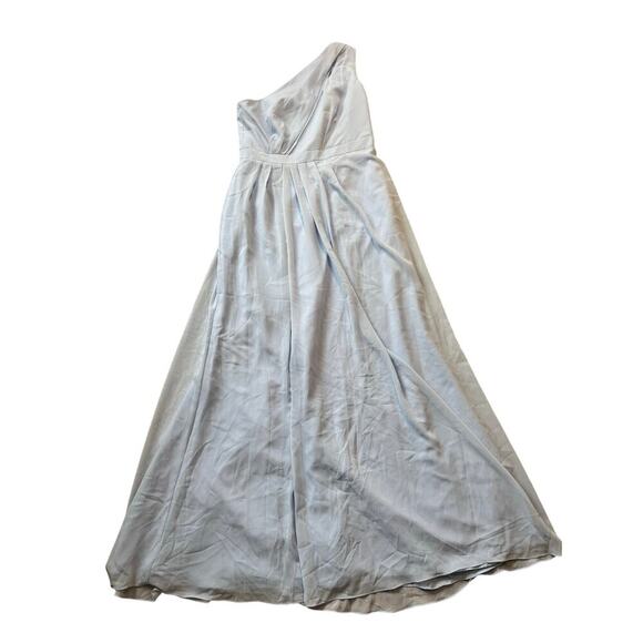 David's Bridal,  one shoulder,  Light Blue tulle;  size 12 womens - Picture 1 of 11